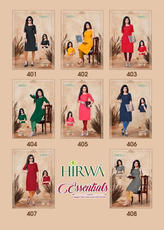Hirwa Essential 4 Fancy Stylish Casual Wear Cotton Kurti Collection